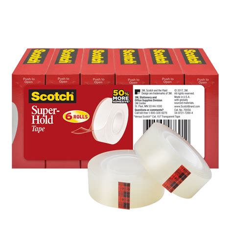 Scotch Super Hold Clear Tape Refills 6 Pack 34in X 800in Per Roll
