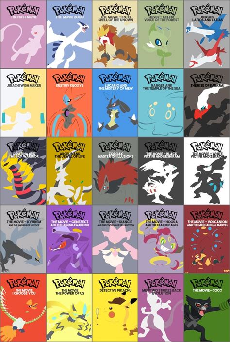 All 25 Pokemon Moviess Posters Minimalistic Style W Download Link