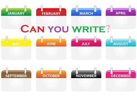 12 เดือนภาษาอังกฤษเขียนอย่างไร How To Write The 12 Months In English