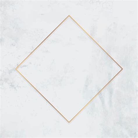 Rhombus Gold Frame On White Marble Background Vector Premium Image By