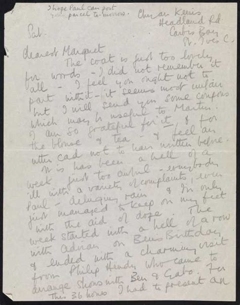 Letter Sent By Barbara Hepworth To Margaret Gardiner‘ Dame Barbara