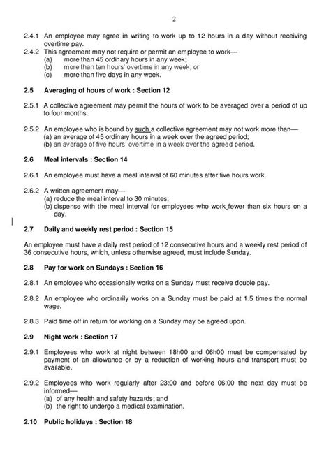Summary Of The Basic Conditions Of Employment Act English Document