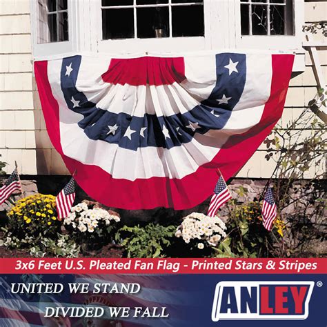 Us Pleated Fan Flag 15x3 Foot And 3x6 Foot Anley Flags