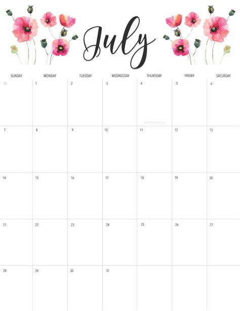 Welcome July Free July 2019 Printable Calendar • The Chambray Bunny