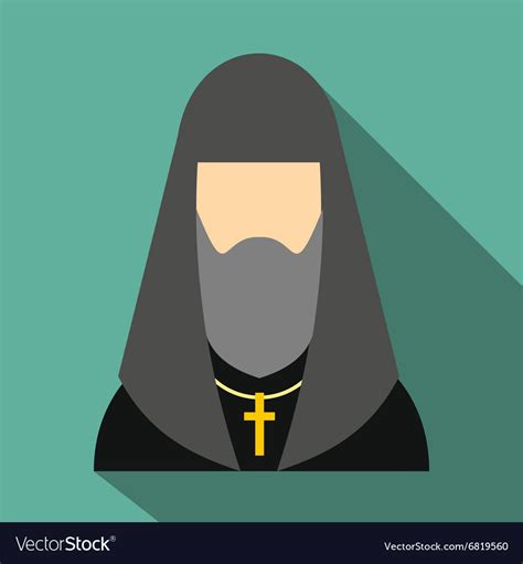 Christian Russian Priest Flat Icon Royalty Free Vector Image