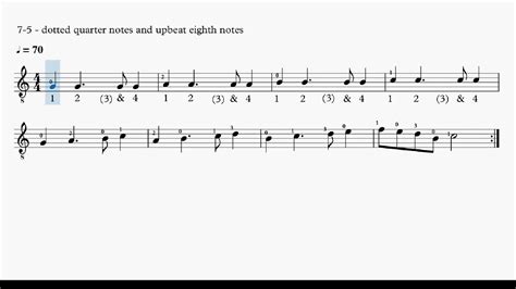 7 5 Dotted Quarter Notes And Upbeat Eighth Notes Youtube