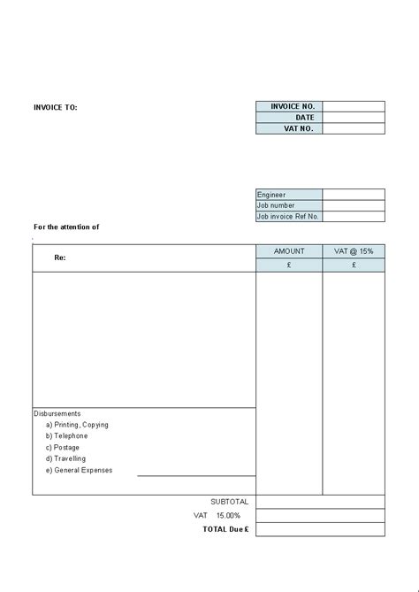blank invoice template  excel