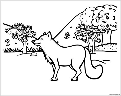 Dibujo De Los Lobos En El Bosque Para Colorear Dibujos Para Colorear