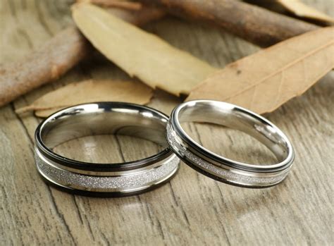 Handmade Matching Wedding Bands Couple Rings Set Titanium Etsy