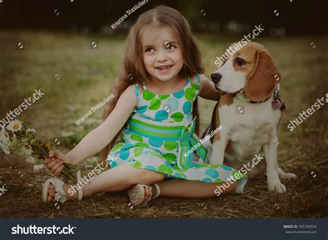 Little Girl Hugs Her Dog Outdoors Stock Photo 295760924 Shutterstock