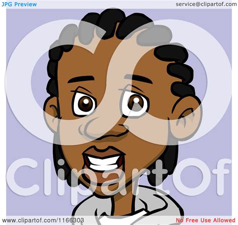 Cartoon Of A Black Teenage Boy With Cornrows Avatar On Purple Royalty