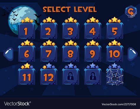 Level Selection Screen Game Ui Set On The Vector Image