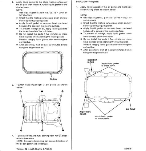 Qanda D16y8 Oil Pan Gasket Replacement And Torque Specs 2000 Honda Civic