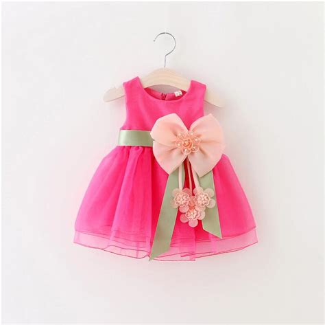 2017 Baby Girls Dress Big Bowknot Infant Party Dress For Toddler Girl