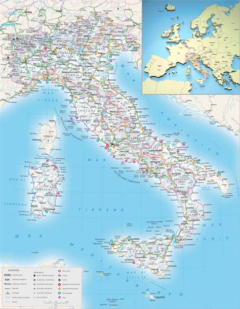 8x11 Printable Map Of Italy