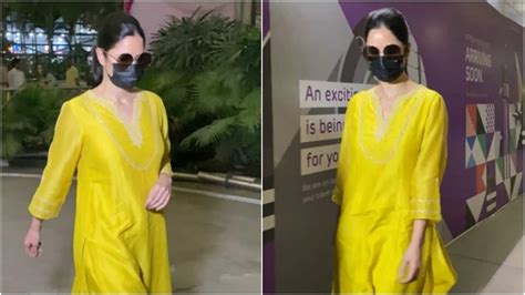 katrina kaif s simply elegant airport look in yellow salwar suit wins the internet fans say