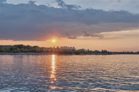 Tranquil Sunset On The Ob River Novosibirsk Russia Summer Landscape