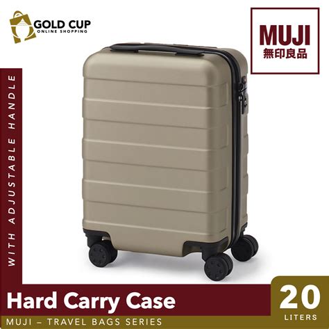 Muji Hard Carry Case With Adjustable Handle And Carry Bar 20l Beige