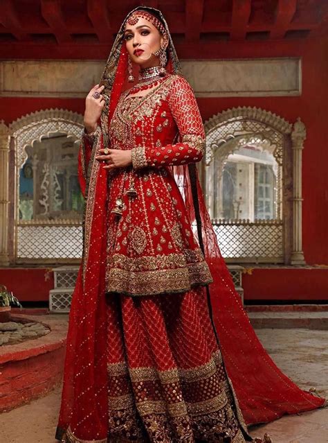 Pakistani Bridal Wedding Dress In Deep Red Color J5172 Pakistani Bridal Dresses Pakistani