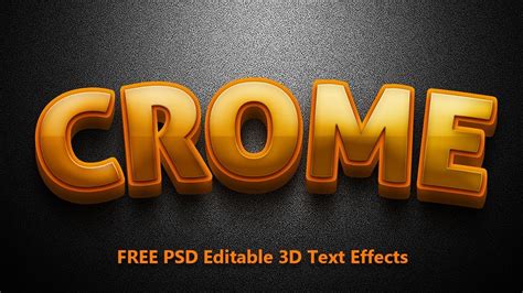 Crome 3d Text Editable Photoshop Free Psd Style 89 In 2023 Free