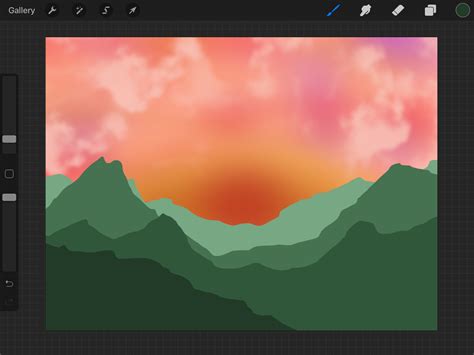 Create A Mountain Landscape And Sunset In Procreate Creative Fabrica