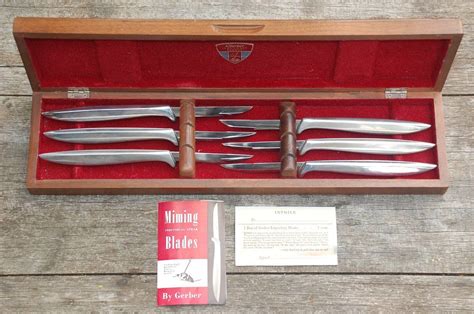 Vintage Gerber Miming Legendary Blades Six Piece Steak Knife Set In