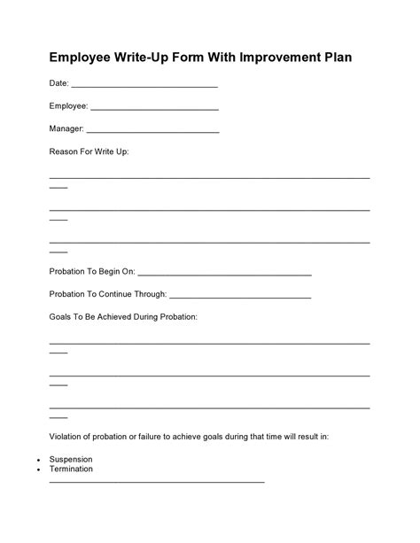 Effective Employee Write Up Forms Free Download