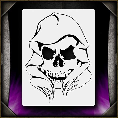 Grim Reaper 3 Airbrush Stencil Template Airsick Skull Stencil Skull