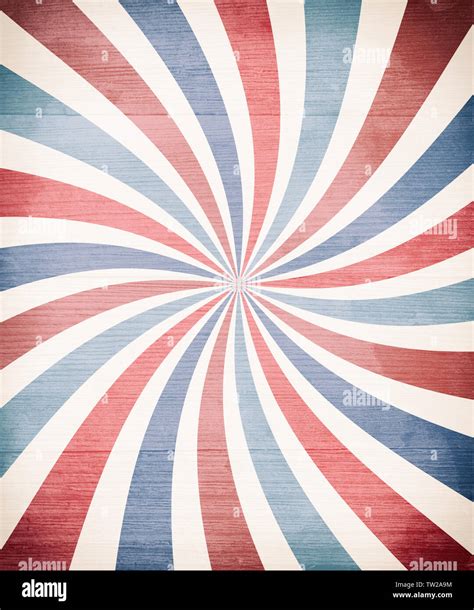 Red White And Blue Retro Sunburst Background Pattern With Faded Old