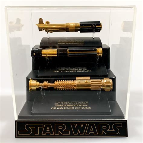 A typical lightsaber is depicted as a luminescent blade of magnetically contained plasma about 3 feet (0.91 m). Sold Price: "STAR WARS" x MR Scaled GOLD mini-Lightsaber Set w/Display - April 5, 0119 9:00 AM PDT