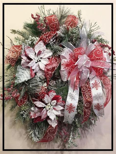 Elegant Christmas Wreath Front Door Poinsettia Christmas