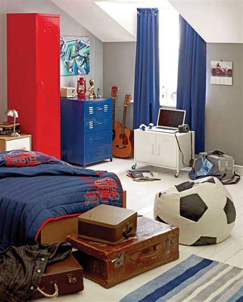 It has a cozy sleeping area is the corner while the rest of the room includes a workstation, a large wall unit. 15 Awesome Kids Soccer Bedrooms | HomeMydesign