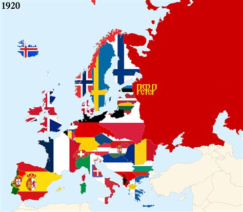 Flag Map Of Europe 1920 Vexillology