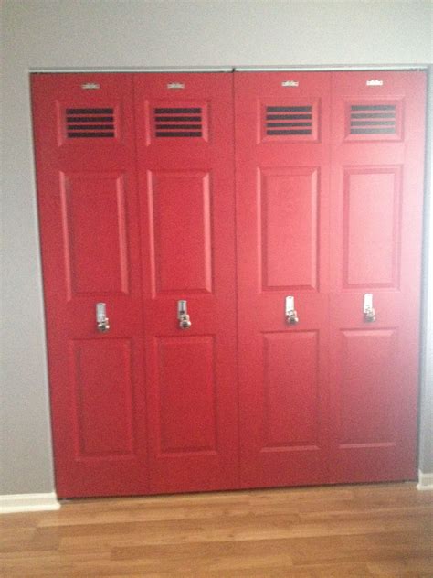 Such a version of a stadium locker provides a practical, sturdy and still decorous addition to kids room. Locker doors for our sports room! | Basketball room, Baby ...