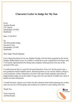 Table of contents sample character reference letter to judge reference letter samples for friend i would strongly recommend kate for the position that she has applied for as i am sure she will. Two Sample letters To A Judge Requesting Leniency Before Sentencing. » Winston Moctar Music ...