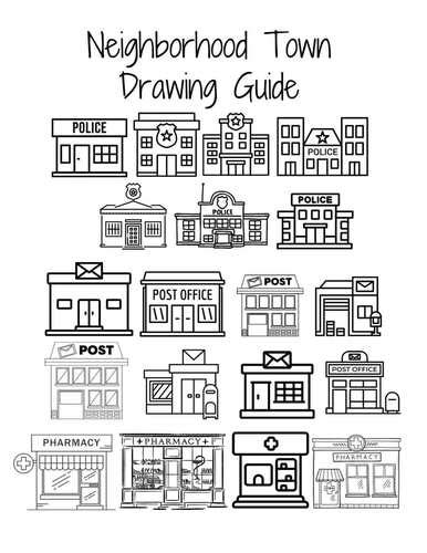 Neighborhood Buildings Community Clip Art Drawing Guide Sub Plans