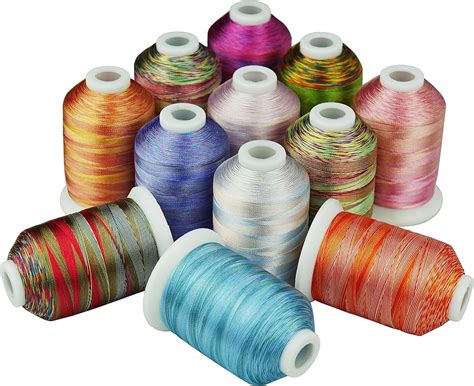 simthread multi colored polyester embroidery machine thread set 12 colors kit 1000m spool for