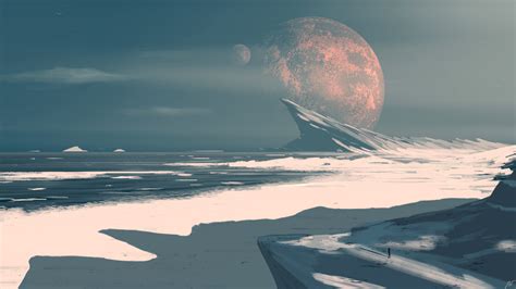 1920x1080 Moon Ocean Digital Art Laptop Full Hd 1080p Hd