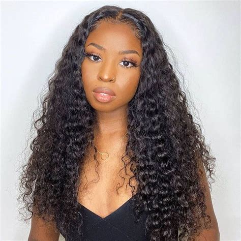 Deep Wave Lace Front Wigs Black Curly Hair Lace Closure Wig Deep