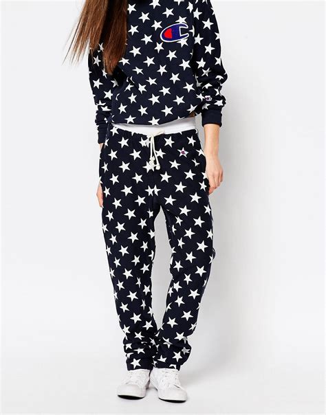 Lyst Champion Baggy Sweatpants In All Over Star Print In Black