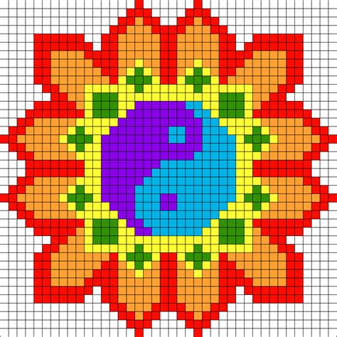 Yin Yang Flower Kandi Pattern Pony Bead Patterns Perler Bead