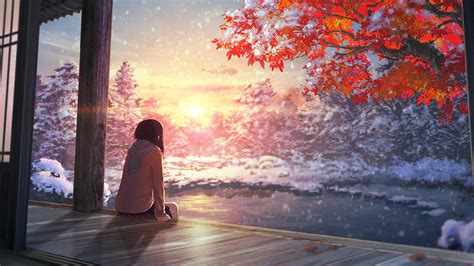 Anime Scenery Autumn Sunset 4k 3840x2160 53 Wallpaper Pc Desktop