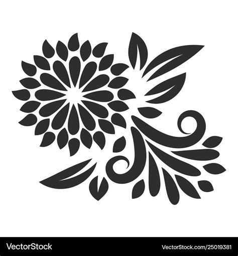 Element Floral Motifs Floral Ornamental Line Art Vector Image