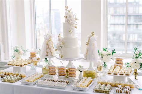 Modern Wedding Candy Bar All White Monochromatic Cake And Desserts White Dessert Tables Buffet