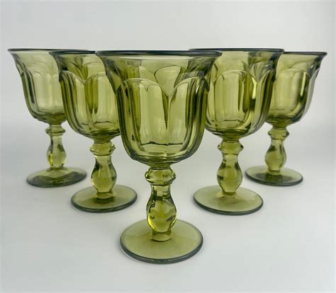 imperial glass water goblets old williamsburg verde green etsy
