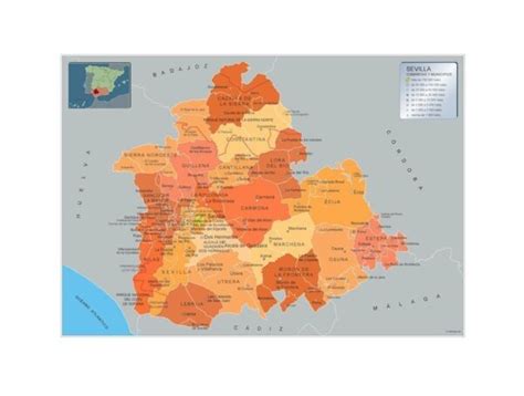 Mapa Municipios Sevilla Digital Maps Netmaps Uk Vector Eps And Wall Maps