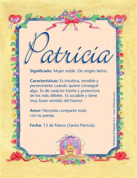 Patricia Significado De Patricia Origen De Patricia Nombres Para My