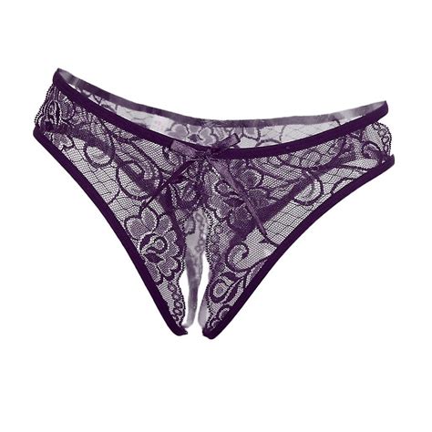 Xwomens Sexy Floral Lace Thong Underwear Crotchless Panties Lingerie