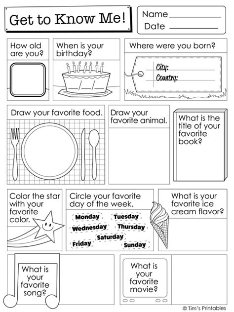 Get To Know Me Questions Packet Tims Printables