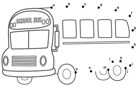 school bus connect  dots  lowercase letters transportation